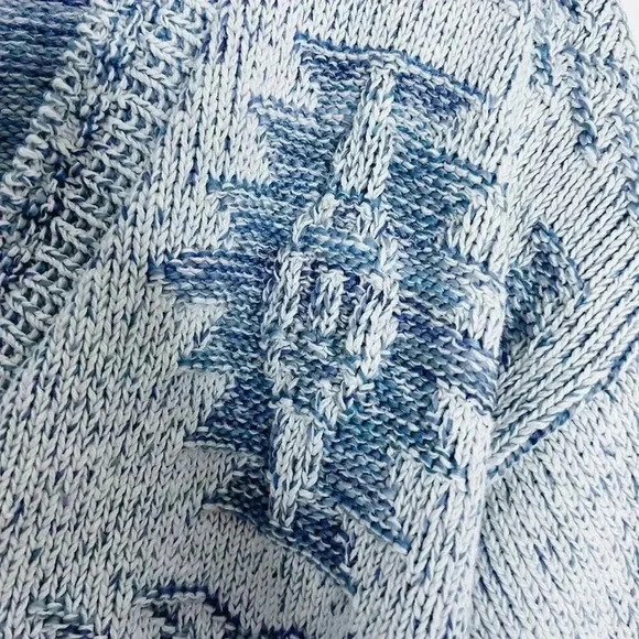 Vintage Flyer Blue White Knit Button Up Cardigan Women's Size L - Picture 4 of 8